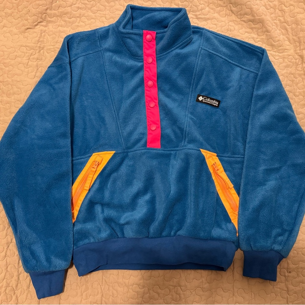 Columbia Blue Fleece with Pink and Orange Details